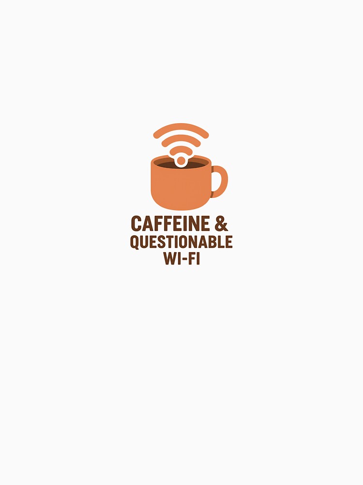 Caffeine and Questionable Wi-Fi – Funny Remote Work Design by WojcikDesigns