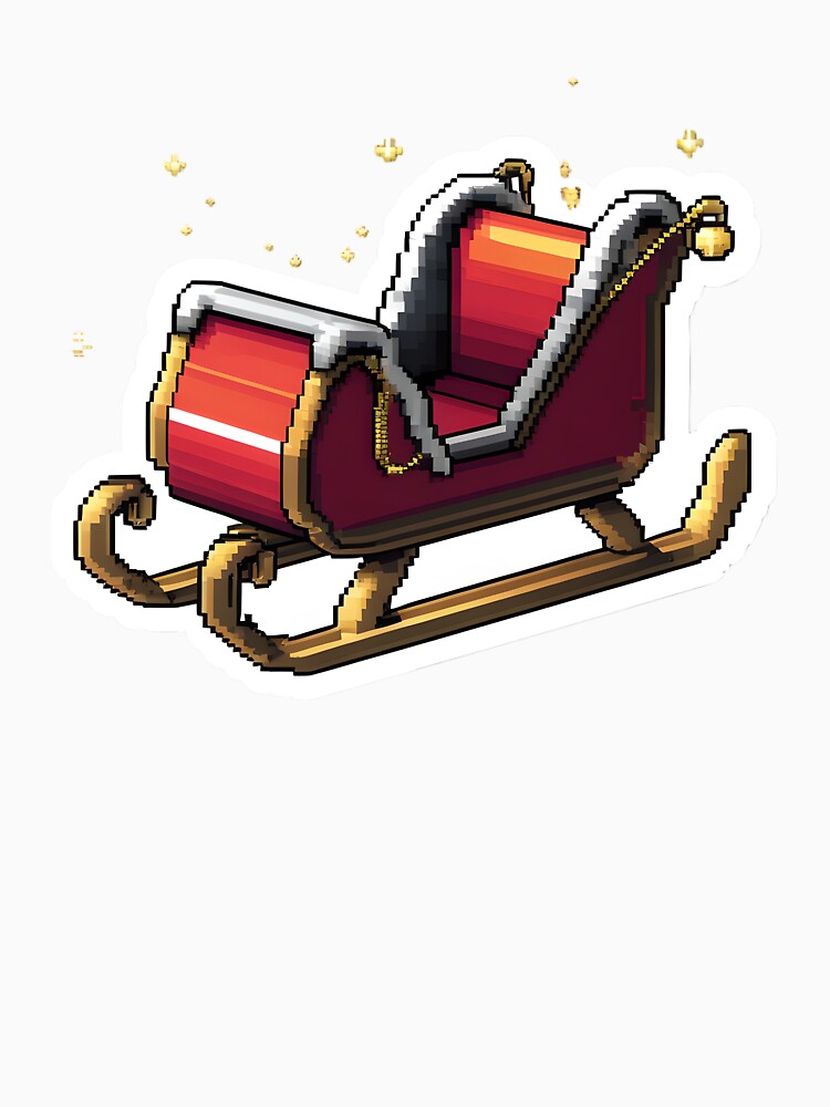Cute Pixel Santa Sleigh with Golden Runners by BankMano