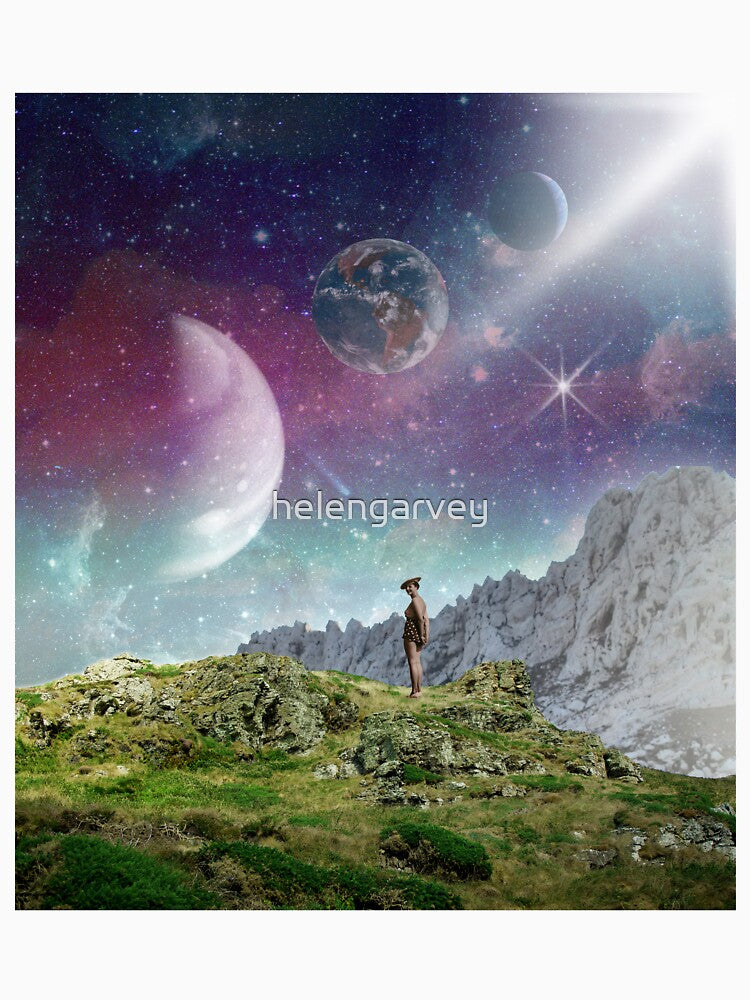 Three planets in retro space collage by helengarvey