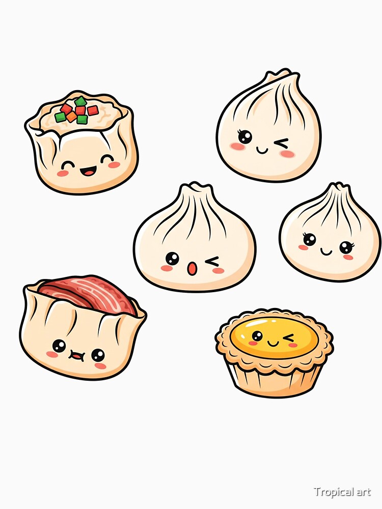 The Dim Sum Squad - Cute Kawaii Asian Food Design by Tropical art