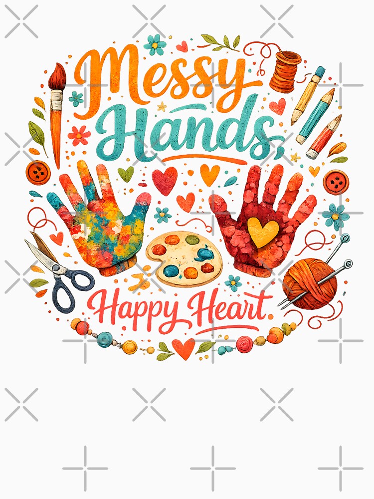 Messy Hands Happy Heart – Colorful Craft & Creativity Design by blankTeeShirt