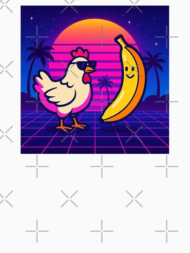 Chicken & Banana – Vaporwave Neon Sunset by MforMontessori
