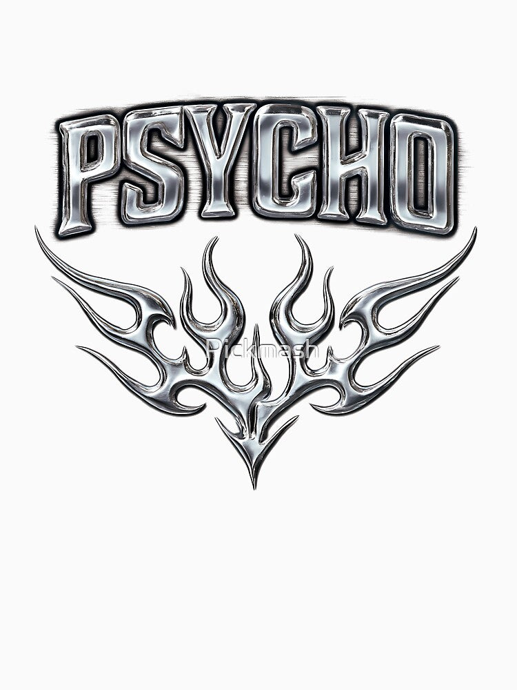 PSYCHO Chrome Tribal Y2K Aesthetic – Edgy Grunge Design by Pickmash
