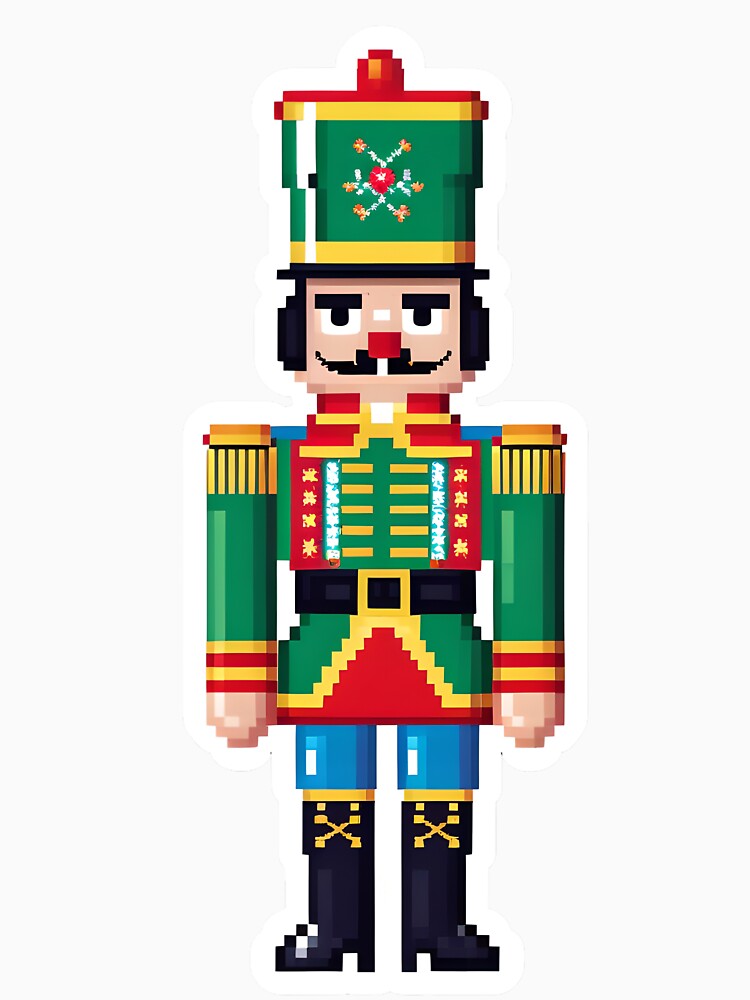 Cute Pixel Nutcracker Soldier in Festive Uniform by BankMano