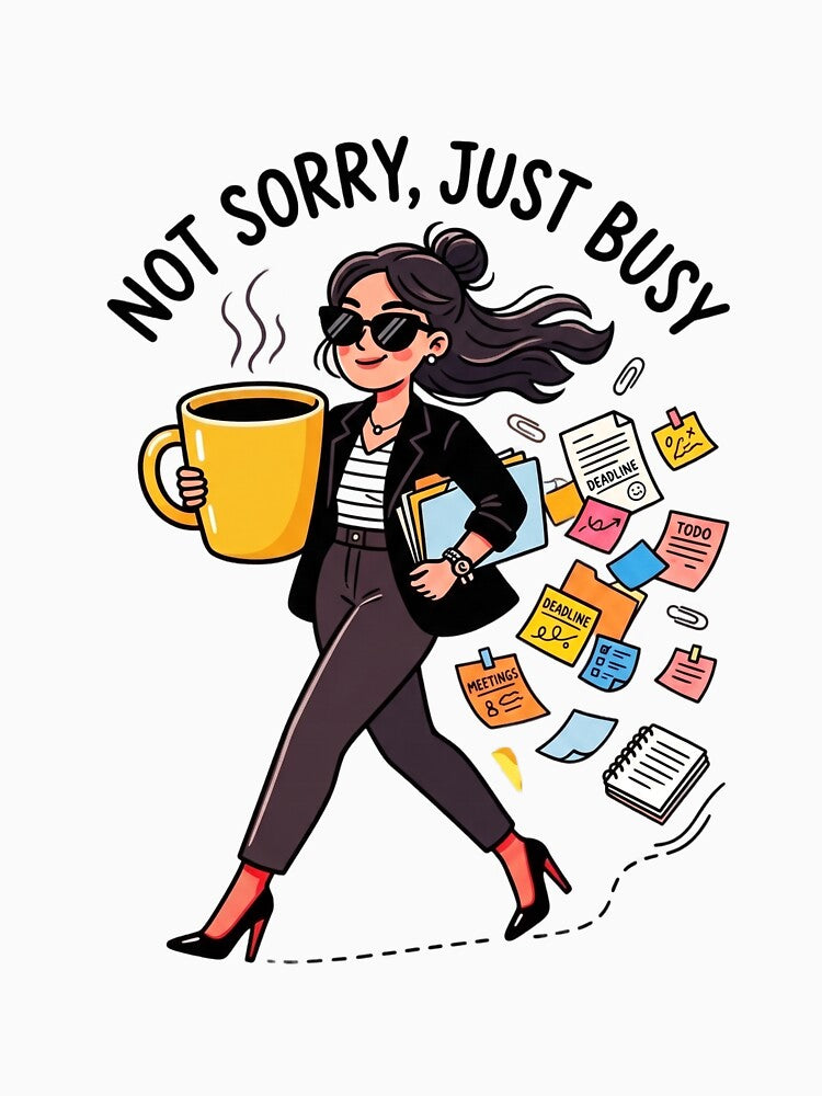 Not Sorry, Just Busy | Funny Introvert & Hustle Quote Shirt by Softbear Atelier