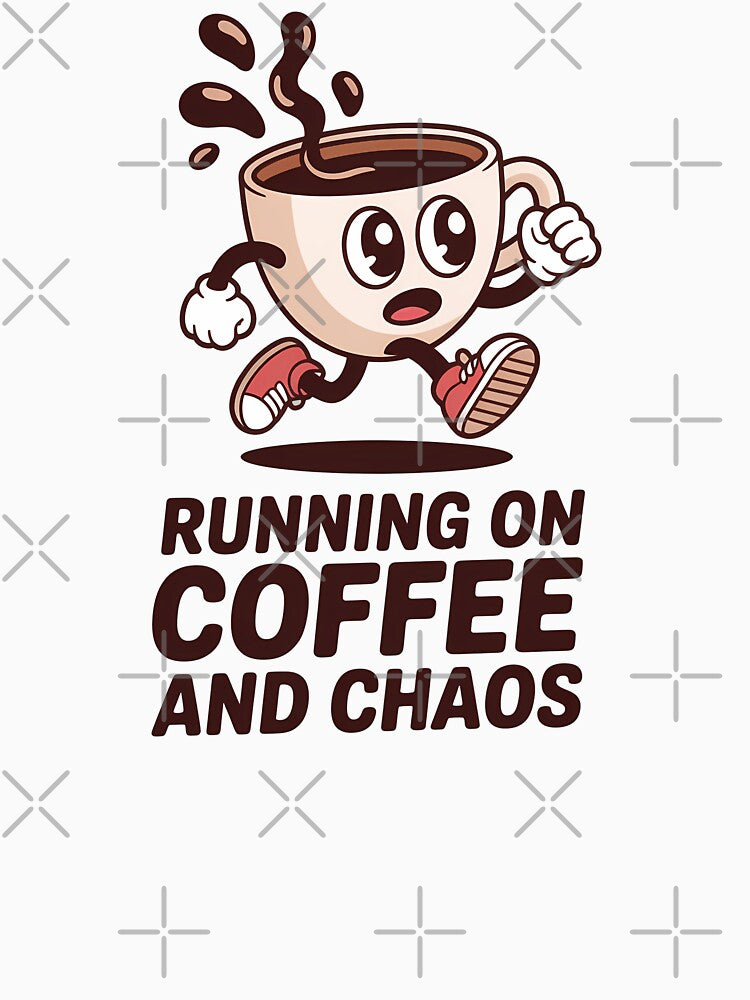 Running on Coffee and Chaos – Funny Coffee Cup Character Design by ThatBBStore
