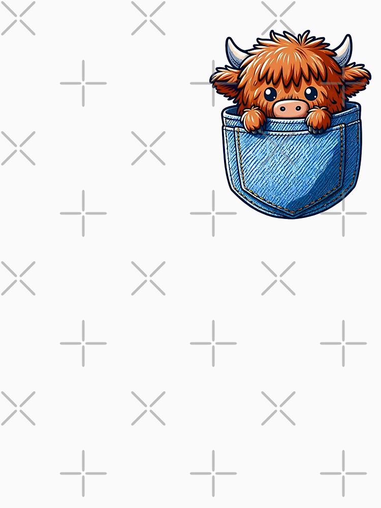 Adorable cute baby Highland Cow in Pocket. Gift idea for highland cow lovers. by Unitepeople