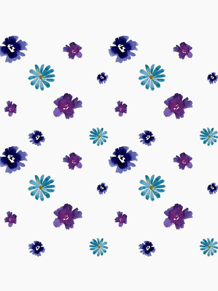 Violet viola dark blue daisy pattern watercolor by Yana Mustafina | Boho Soulful Designs
