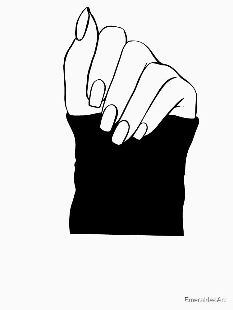 Black Minimalist Manicure Hand – Elegant Line Art Nail Design by EmeraldeaArt