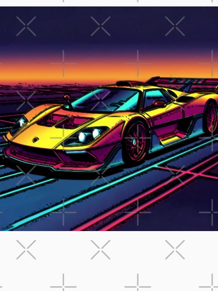 Retro Synthwave Supercar Sunset | Neon Vaporwave Sports Car | Outrun Aesthetic | Futuristic Car Wall Art by Nexus Space