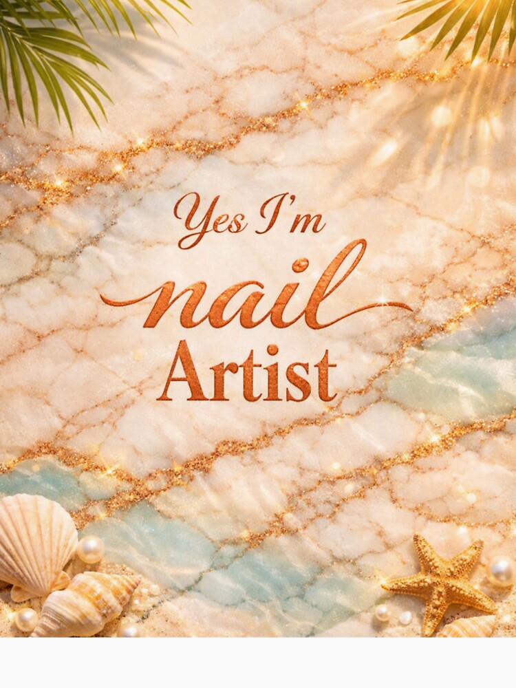 Yes I’m a Nail Artist – Tropical Beach Pink Marble Nail Tech Design by Lalala cute