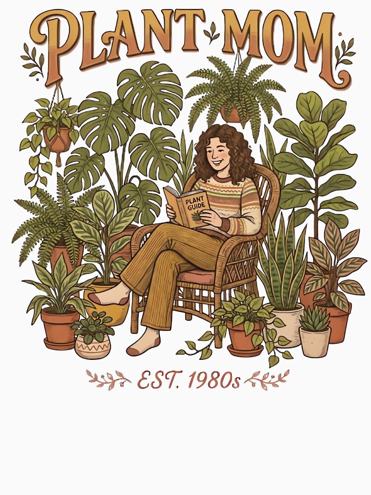 Vintage Plant Mom Design Cozy Botanical Houseplants Illustration by urbinet