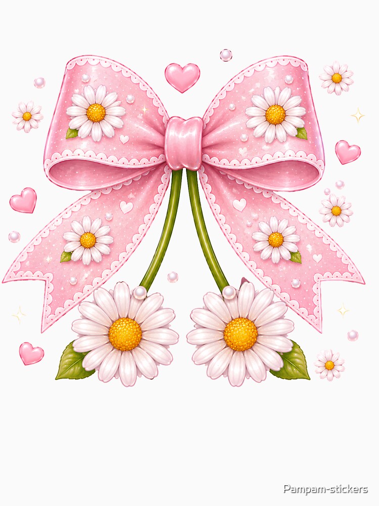 Kawaii Daisy Bow Cute Coquette by Pampam-stickers
