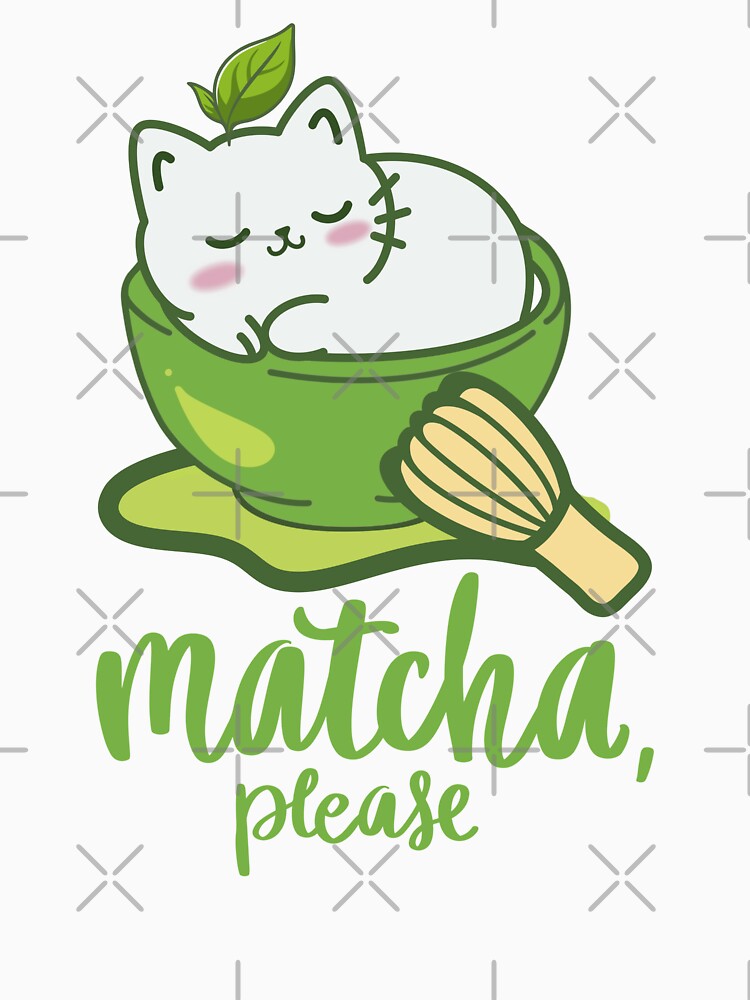 Matcha Please Cute Cat Illustration by TheBeeKindSpace
