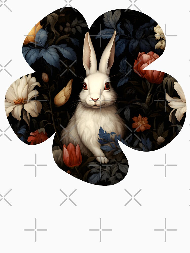 Adorable White Rabbit in Midnight Garden Summer Pattern by 20th-eclipse