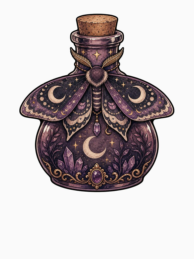 Moon Moth Resting on Potion Bottle by The-Art-of-D