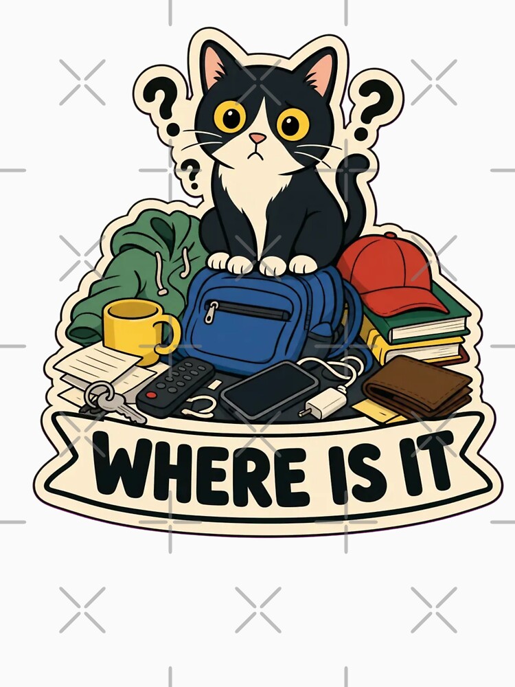 Object Permanence Cat | Funny ADHD Neurodivergent Humour Doodle by StickyGuys