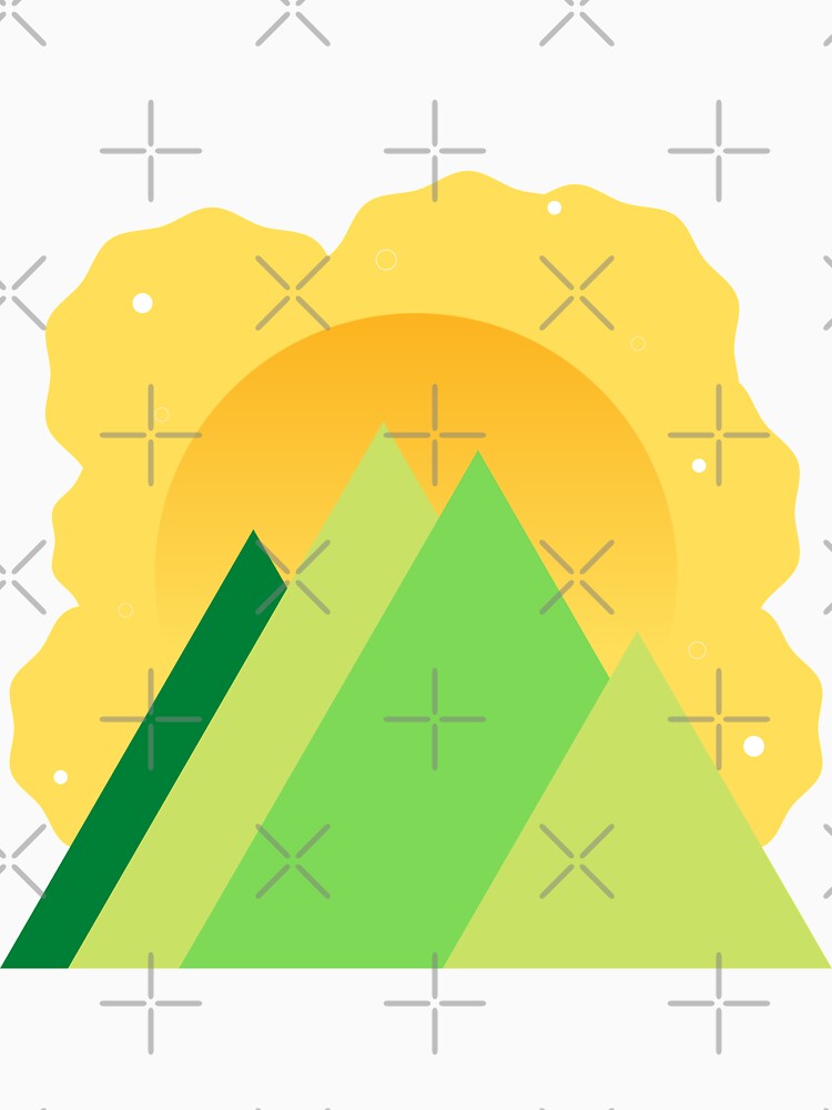 GREEN MOUNTAINS YELLOW SKY - SUMMER VERSION MINIMALIST ILLUSTRATION Teal BG by MiraiDesigns by miraidesigns