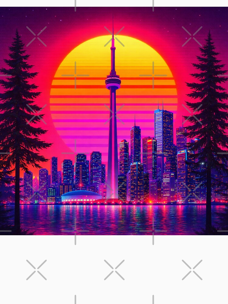 Neon Toronto Skyline Retro Sunset Vaporwave Cityscape by SeriouslyArtistical