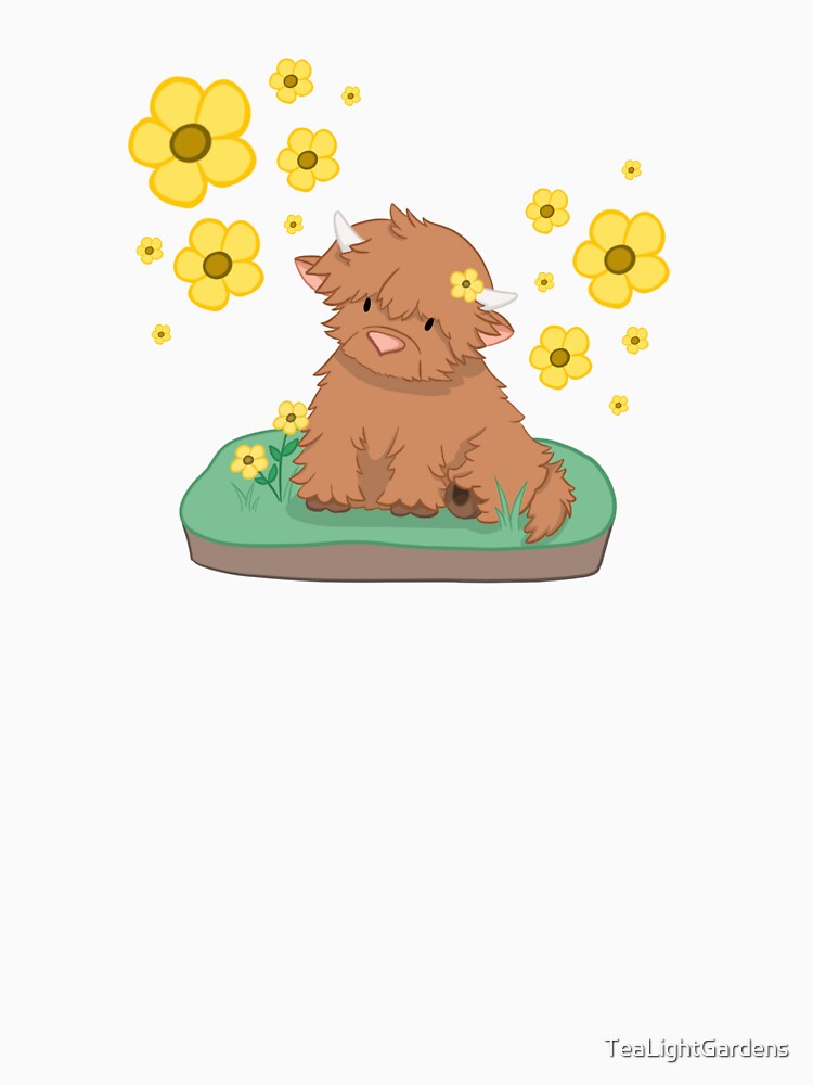 Baby Highland Cow Extra Flowers by TeaLightGardens