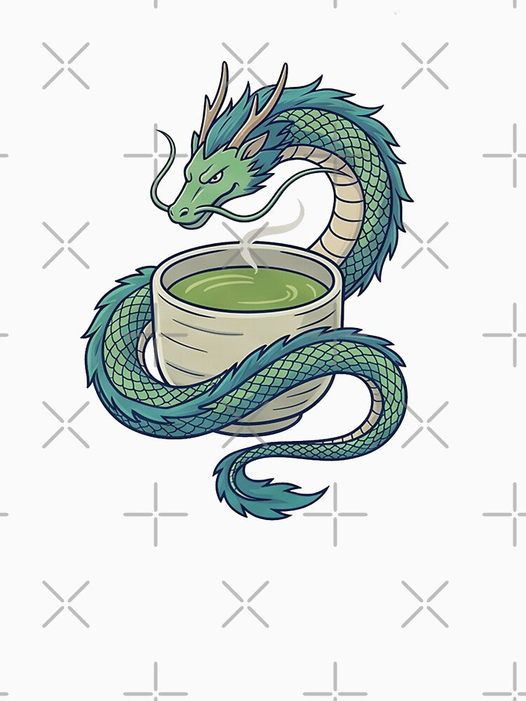 Matcha Dragon Spirit - Japanese Aesthetic Anime T-Shirt by fowzi shokri