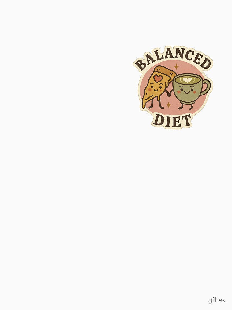 Balanced Diet – Matcha & Pizza Sticker | Cute Vintage Kawaii Coquette Food by yflres