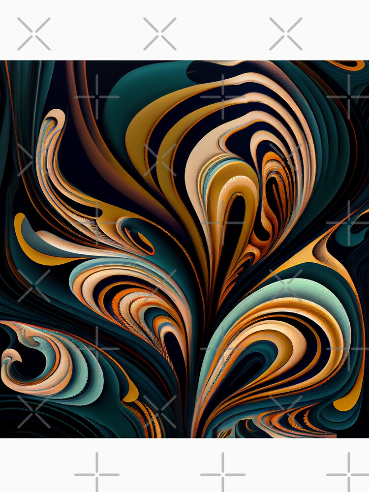 Crafty Dynamic Fluid Art Deco Pattern Digital Painting by CodeAndColors