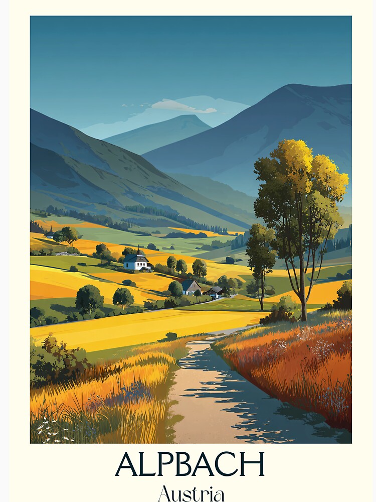 Alpbach Austria Vintage Travel Poster - Idyllic Alpine Village Charm by TuncGK
