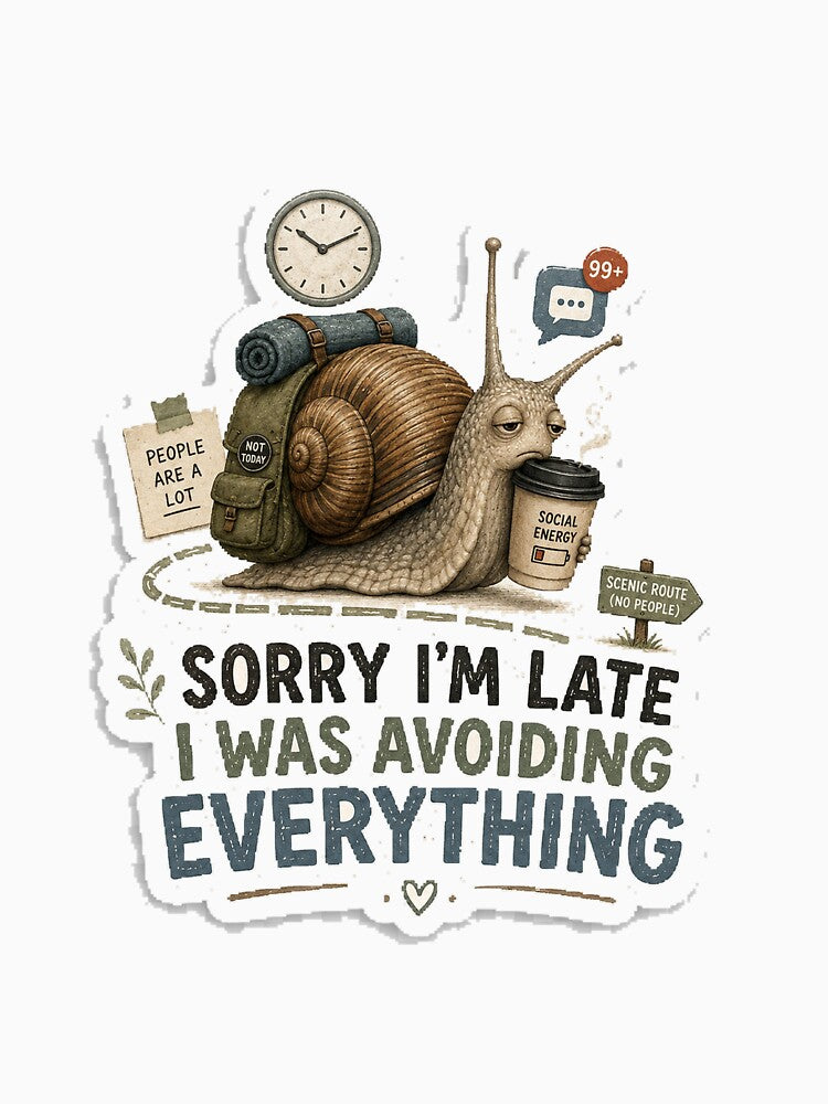 Sorry I’m Late I Was Avoiding Everything by InkWanderStudio