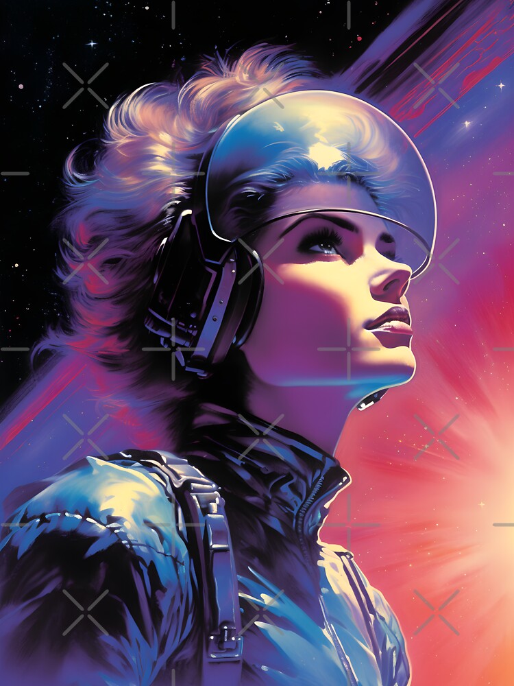 Futuristic Girl in a Spacesuit Looking Upward by Je-we