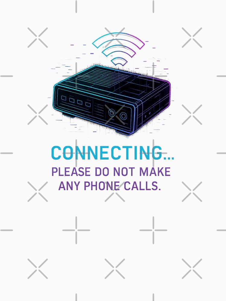 Connecting – Retro 90s Dial-Up Modem Neon Glitch Design by Tadeusz1