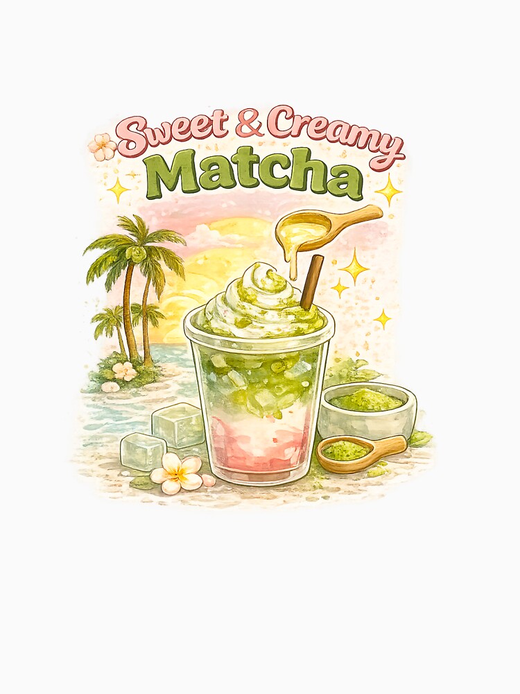 Sweet & Creamy Tropical Matcha – Pastel Beach Drink Art by Sweet shop
