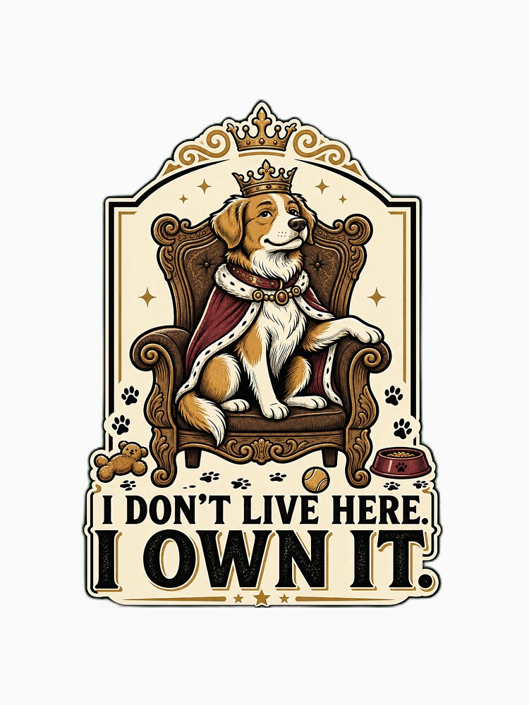 I Don’t Live Here I Own It Funny Dog Lover Royal Dog T-Shirt by VIBECANVASSHOP