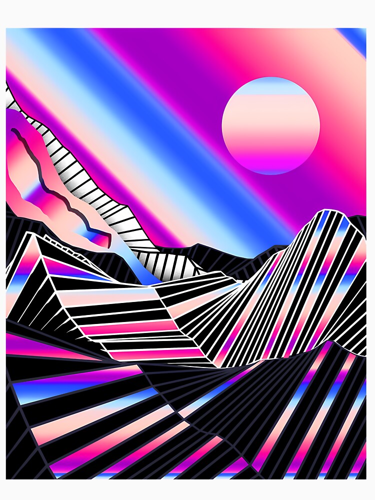 Abstract Synthwave Piano Keys Retro Sunset by xuxqhpbmr34