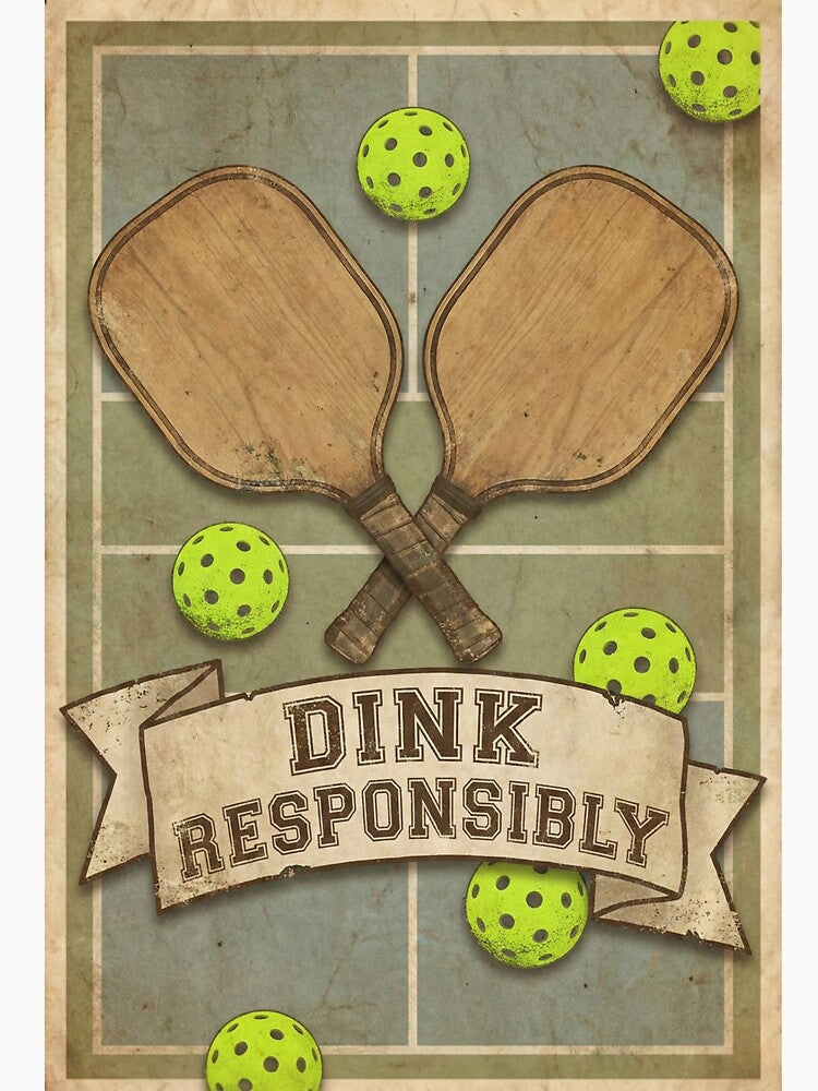 Dink Responsibly Pickleball Crossed Paddles Retro Sports by NonditStudio