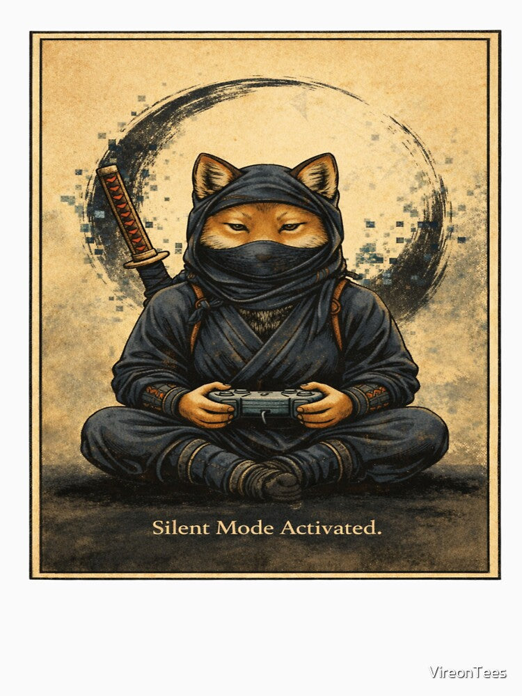Silent Mode Activated – Ninja Gamer Shiba by VireonTees