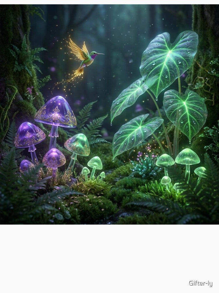 Bioluminescent Fairycore Forest Glowing Mushroom Art by Gifter-ly