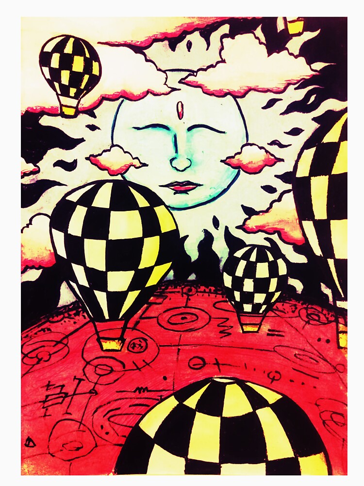 Lunar Voyager - Checkered Hot Air Balloons Over Esoteric Red Landscape by Odd shloox