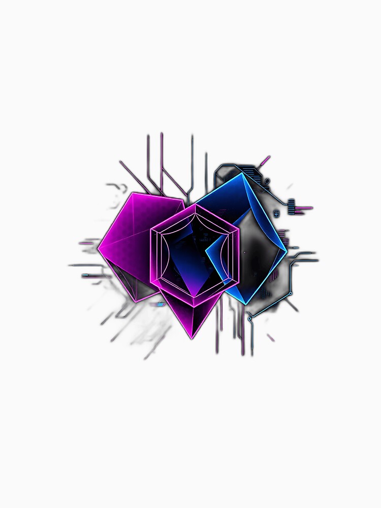 Neon Glitch Geometric Shapes by sharon1210
