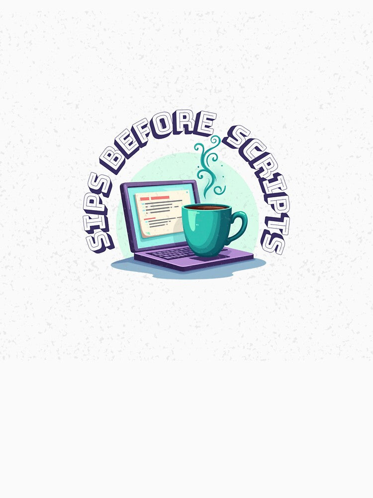 Sips Before Scripts | Coffee for Coders – Dev Sticker & Shirt Design by MasterShiffu