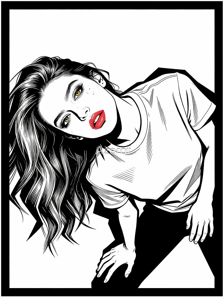 Intense Leaning Intensity - B&W Girl Portrait by Azerof