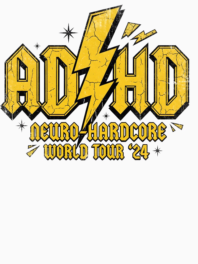 ADHD Neuro Hardcore World Tour Funny Neurodivergent Rock Parody Distressed Gift by AnnDesignStudio