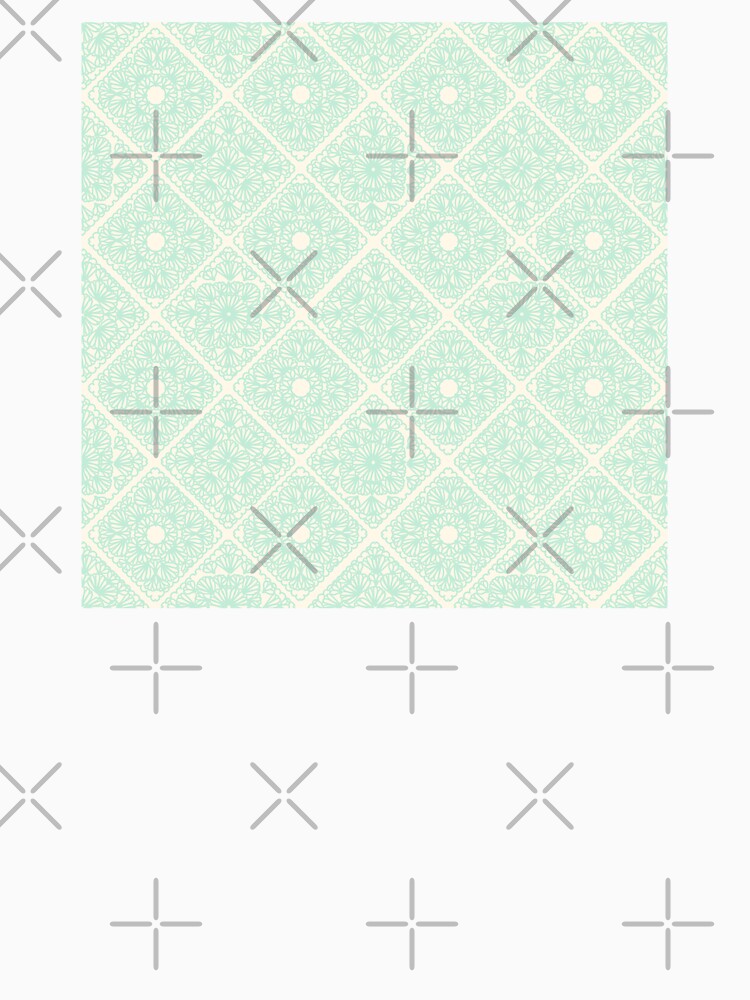Light Turquoise green granny squares over cream by marufemia