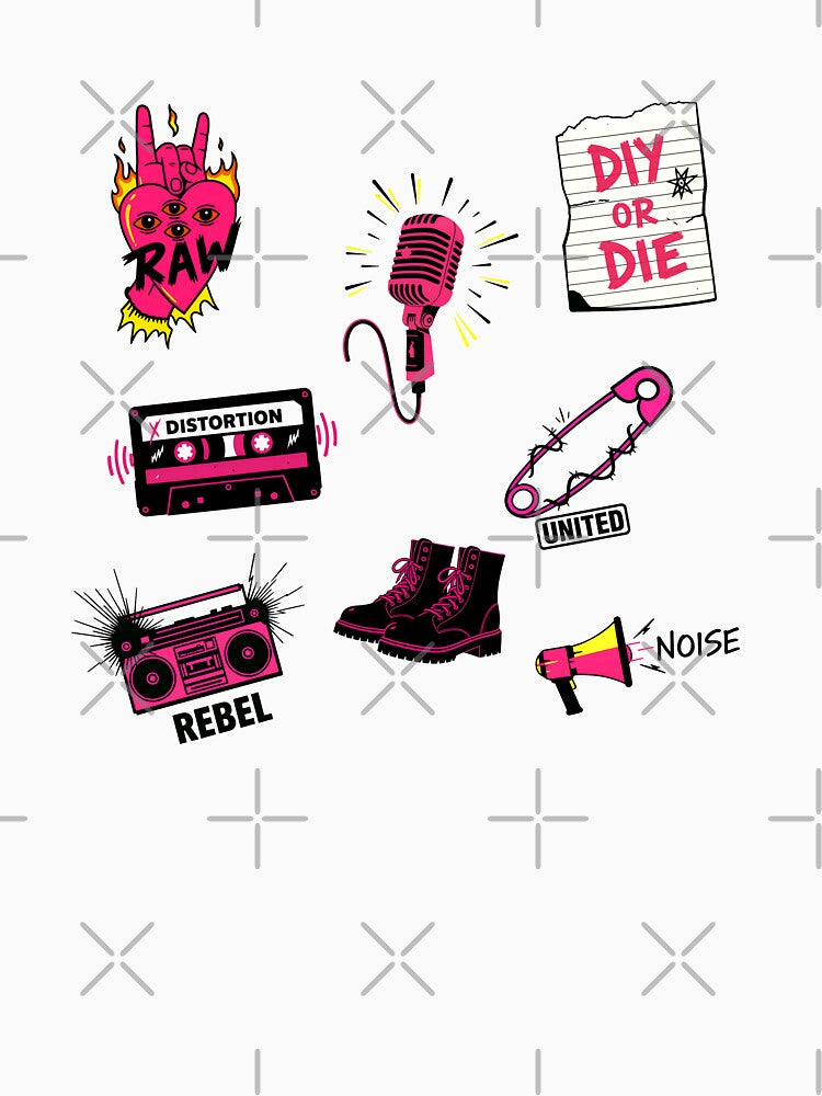 Neon Neon Rebel Music & Street Sticker Set | Punk DIY Icons by Imaginationbeyond