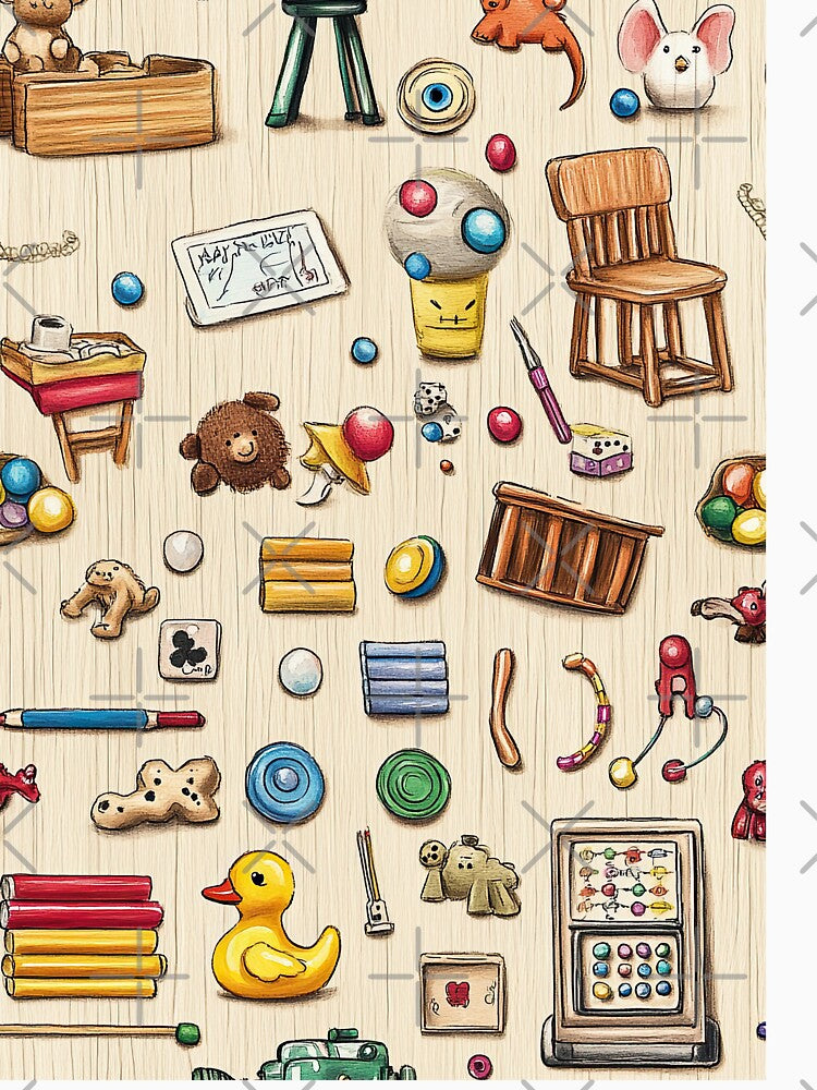 Retro Toy Assortment with Whimsical Pastel Details by Piotrek0001