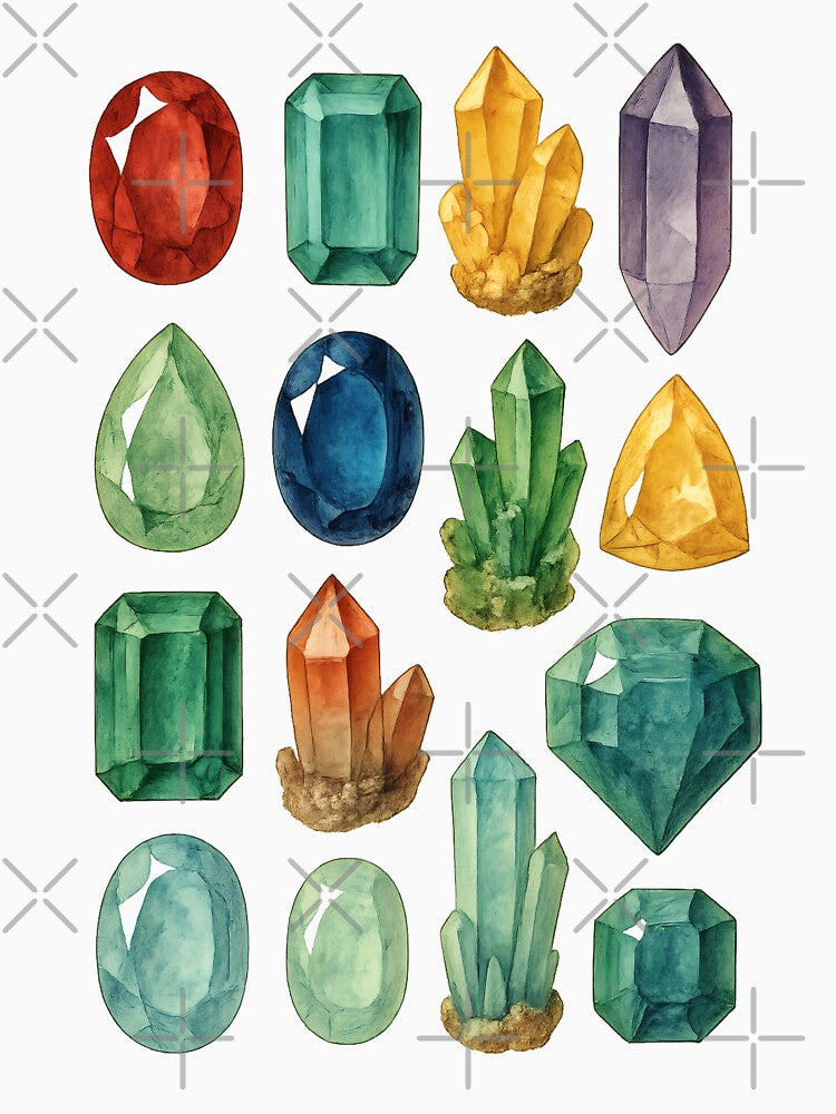 Crystal Stone Set Sticker | Mystical Gemstone Design | Spiritual Healing Illustration | Magical Decorative Graphic by PaintedPixels01