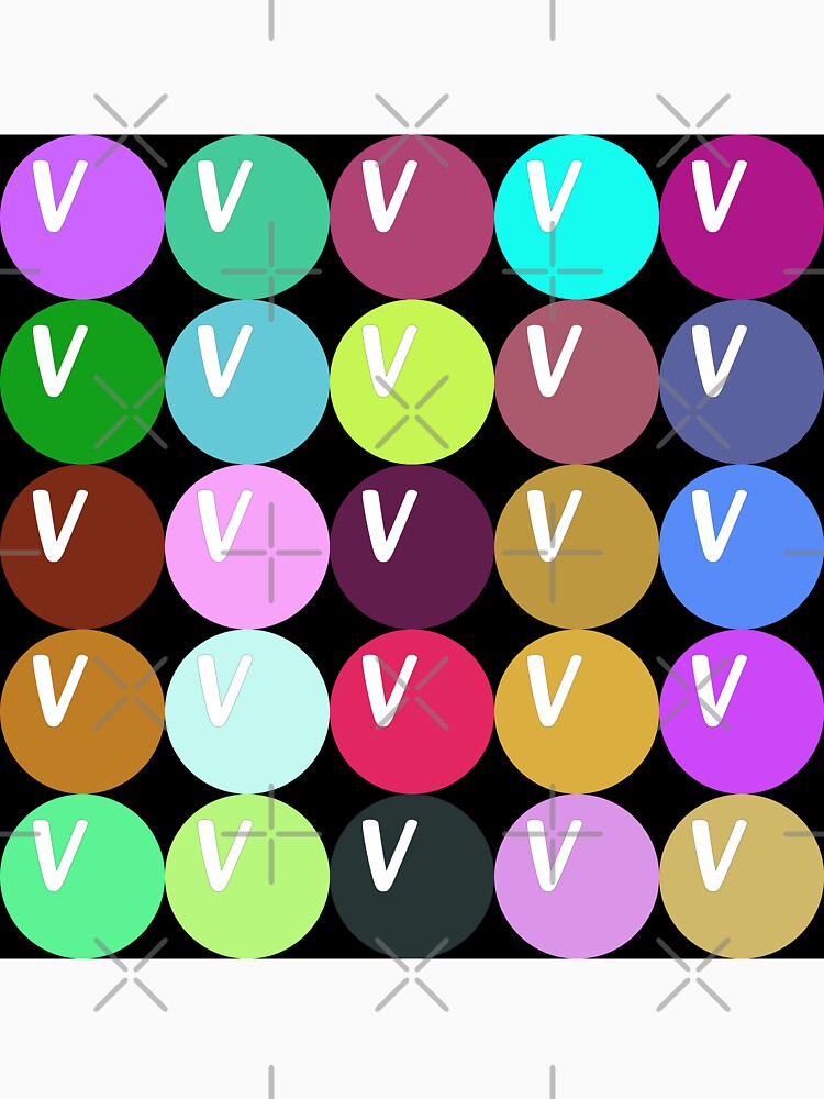 Letter V - Abstract line art, geometric shapes,  polygon and circles lineart collection  (colored) #74 by Henri Le Vatius