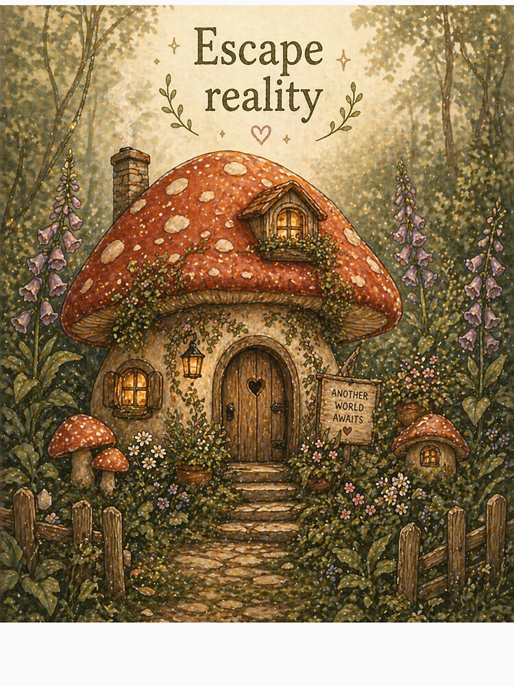 Escape Reality Cottagecore Aesthetic – Soft Nature Typography Design by InkWanderStudio