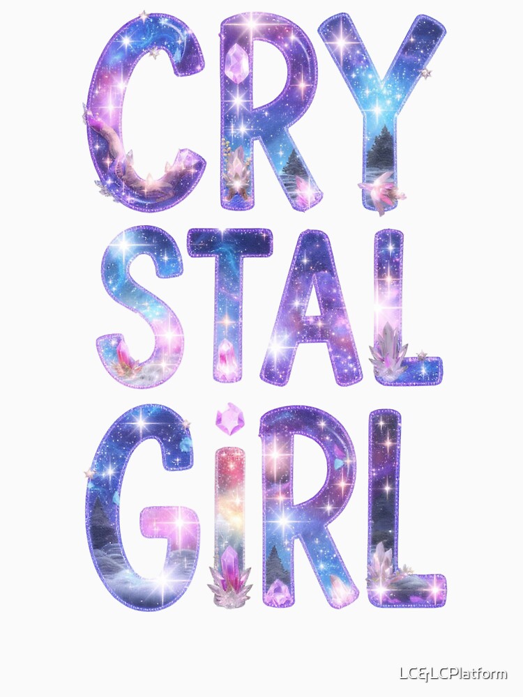 Crystal Girl Magical Celestial Typography Purple Nebula Gemstones by LC&LCPlatform