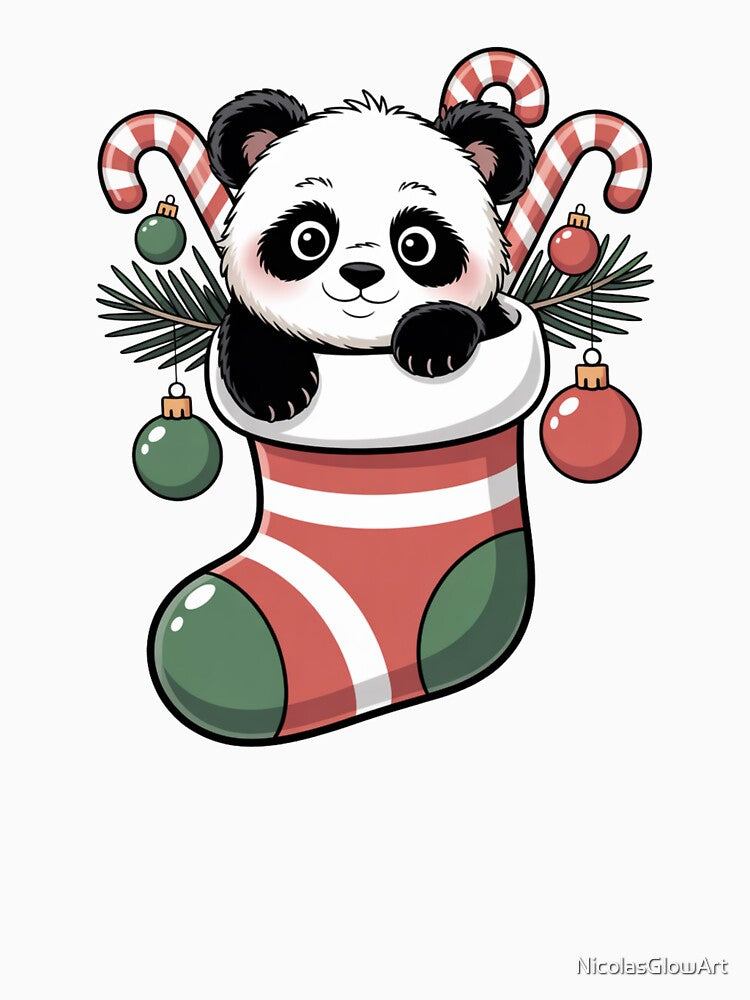 Panda Christmas Stocking by NicolasGlowArt